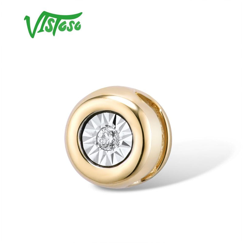 VISTOSO Gold-Anhänger für Damen, reines 14 Karat 585 Rosé-/Weißgold, Illusion-Set, Wunderteller, Diamant-Anhänger, runder Kreis, feiner Schmuck