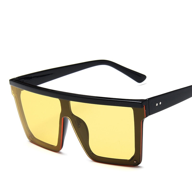 Oversized square sunglasses ladies big frame luxury brand fashion flat-top color lenses one men&