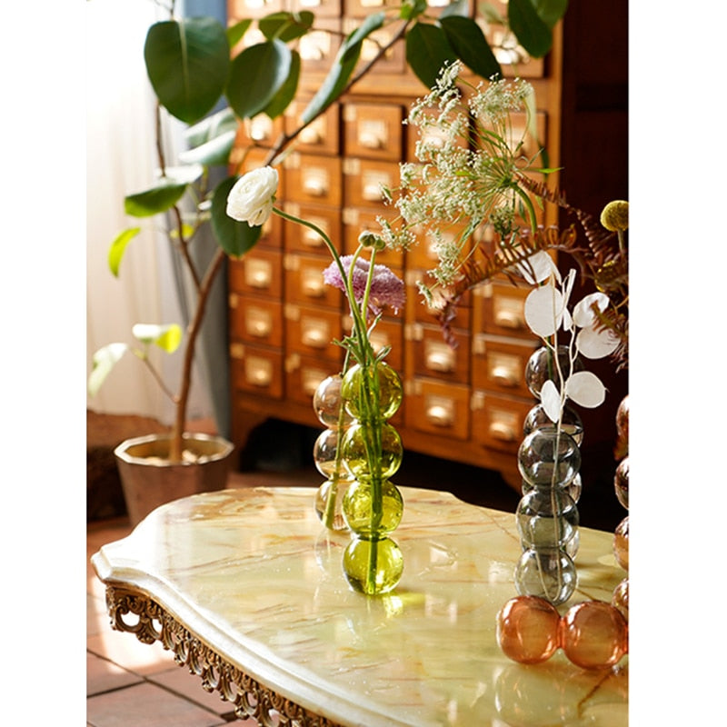 INS Crystal ball bubble Glass Vase Flower arrangement hydroponics ball glass art flower ware Home Decor Tabletop Glass Vase