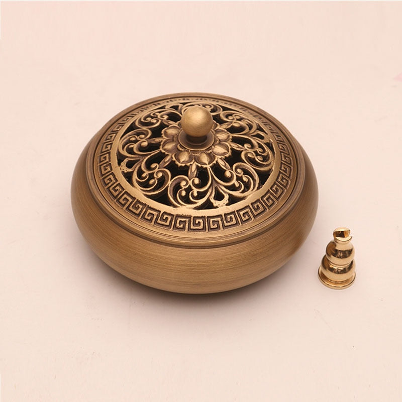 Quemador de incienso de tres patas de artesano de cobre, placa de estufa Zen Xuande, quemador de sándalo, quemador de incienso puro