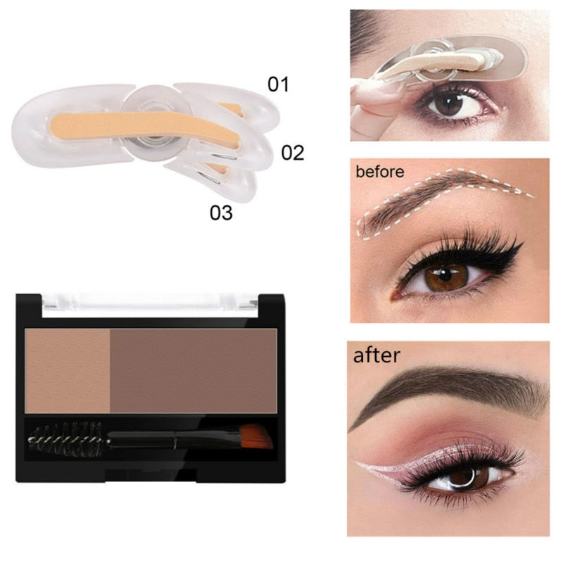 Adjustable Eyebrow Stamp Waterproof Long Lasting Eyebrow Cream Eye brow Enhancers Smooth Powder Palette Eye brow Pigment