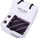 Joy Alice Wedding men neck ties gift box packing men brand luxury necktie pocket square silk tie set cufflinks handkerchief