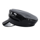 BUTTERMERE Patent Leather Military Style Cap Ladies Black Sailor Hat Woman Captain Cap Autumn Winter High Fashion Hats