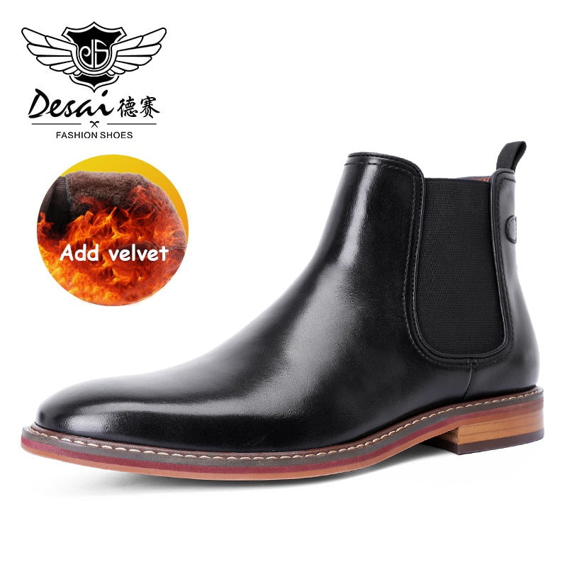 Botas Chelsea para hombre a estrenar Desai, suela inferior de piel de becerro auténtica, parte superior de piel de becerro, zapatos de bota hechos a mano interiores