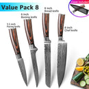 Kitchen Knife 1-9pcs Chef Knives 7CR17 440C High Carbon Stainless Steel Damascus Drawing Gyuto Cleaver Set Slicer Santoku Knife