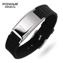 Power ionics antifatigue silicone Titanium ions balance tourmaline germanium charms bracelet wristband bangles Free Lettering