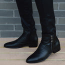 Fashion Ankle Boots Men High Top Zip Suit Shoes Black Dress Boots Autumn Shoes Men Leather Boots Zapatos man hombre