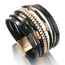Amorcome Lederarmbänder mit Schlangenhautmuster für Frauen 2022 Trendy Metal Pipe Wide Multilayer Wrap Bracelet Female Jewelry Gift