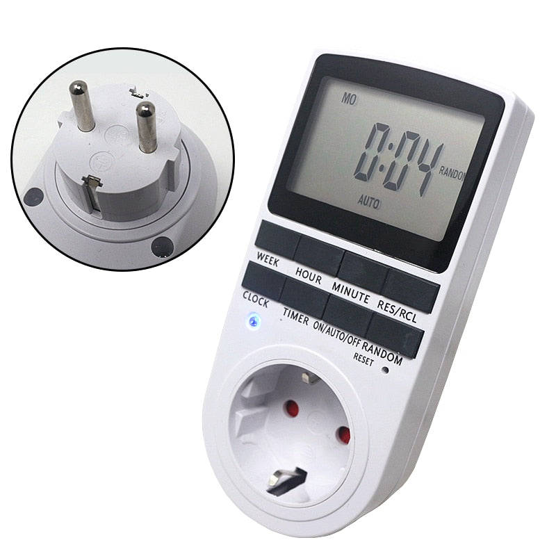 EU BR FR UK Plug-in Programmable Timer Switch Socket 230V 50Hz With Summer Time Random Function For Kitchen Timer Switch