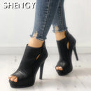 2019 Neue Frauen Pumps Frühling Herbst Büro Schuhe Atmungsaktiv Aushöhlen Quadratische Ferse Stiefel Frau Plattform Heels Party Hochzeitsschuhe