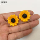 Pendientes de girasol de dibujos animados SMJEL para mujer, pendientes llamativos de flor de sol grande a la moda, joyería coreana, regalos para mejores amigas