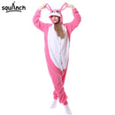 6 Models Rabbits Onesie Cute Kigurumis Pink White Polar Fleece Animal Pajama Bunny Suit Carnival Holiday Outfit Winter Sleepwear