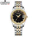 CHENXI Fashion Men Women Watches Rhinestone Dial Top Brand Luxury Couples Quartz Watch Full Steel Waterproof Calendar Watch