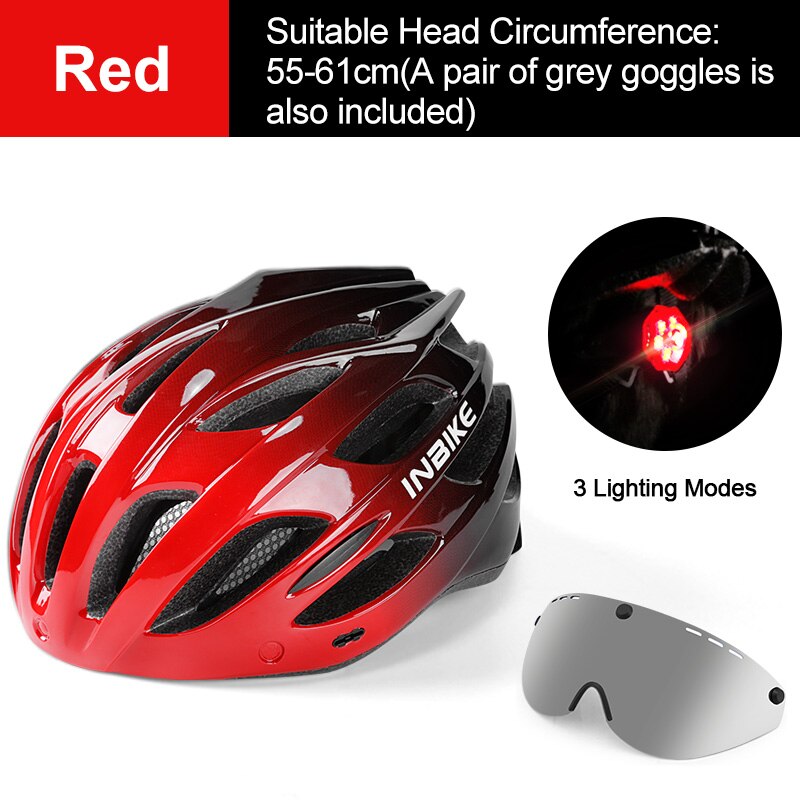 INBIKE Light Bicycle Helmet Safe Hat For Men Women Ultralight MTB Bike Helmet with Taillight Sport Riding Cycling Helmet IH19301