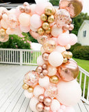 96pcs Morandi Peach Balloons Arch Garland Kit Chrome Rose Gold 4D Ballon for Wedding Birthday Baby Shower Party Decor
