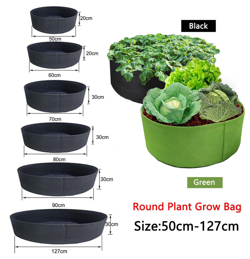 Bolsa de cultivo de plantas vegetales de forma redonda de 6 tamaños para maceta de cultivo de jardín doméstico bolsas de cultivo de frutas de tela maceta