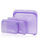 3pcs/Pack Silicone Reusable Food Storage Bags Airtight Ziplock Sandwich Snack Bags Microwave Dishwasher Freezer Safe Fresh Bags