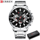CURREN Sportuhren Herren Luxusmarke Quarzuhr Edelstahl Chronograph Big Dial Armbanduhr mit Datum Relogio Masculino