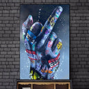 Middle Finger Gesture Street Art Posters and Prints Graffiti Art Paintings on the Wall Art Canvas Pictures Home Wall Decoration