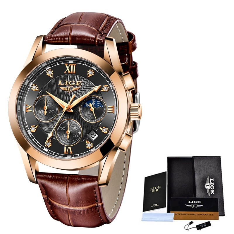 Nuevo reloj LIGE dorado para mujer, reloj de cuarzo de negocios, reloj de pulsera de lujo para mujer, reloj para niñas, reloj femenino 2020 + caja