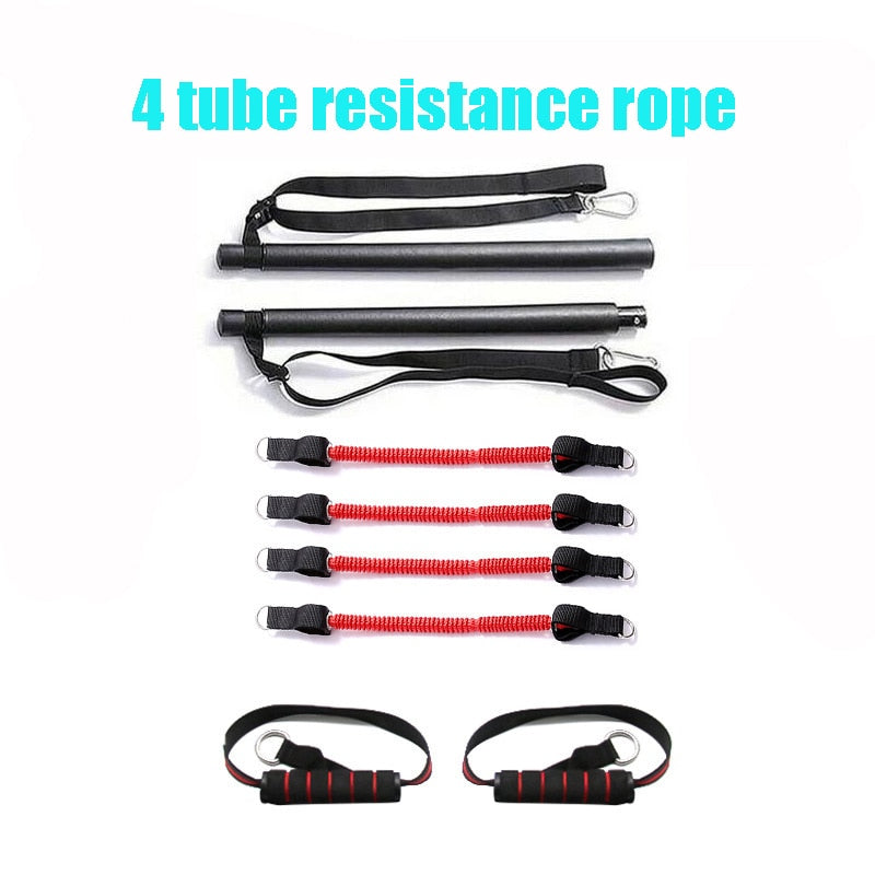 Resistance Band Pilates Stick Gym Exercise Muscle Power Tension Bar  Pilates Bar Home  Work Out Fitness Equipment