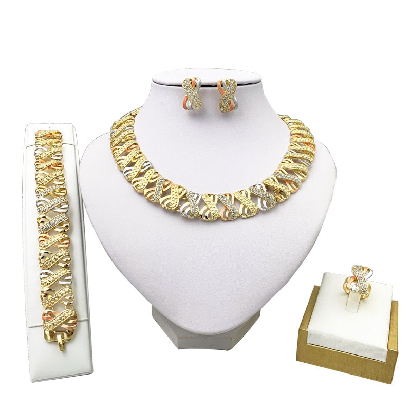 Liffly Nigeria Jewelry Sets for Women Africa Beads Jewelry Set Dubai Gold Wedding Bridal Fashion Jewelry Sets Womens Accessories