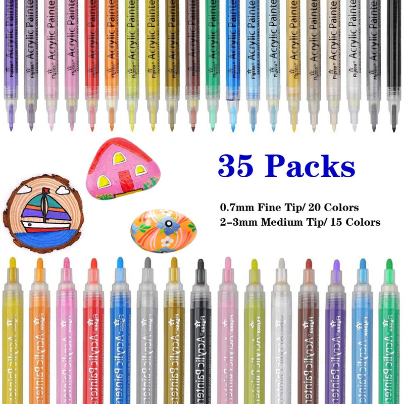 Acrylic Paint Pens Waterproof Acrylic Marker Pens Set, 15/24 Colors Acrylic Pens for DIY Rock, Stone, Ceramic, Glass, Mugs, Wood