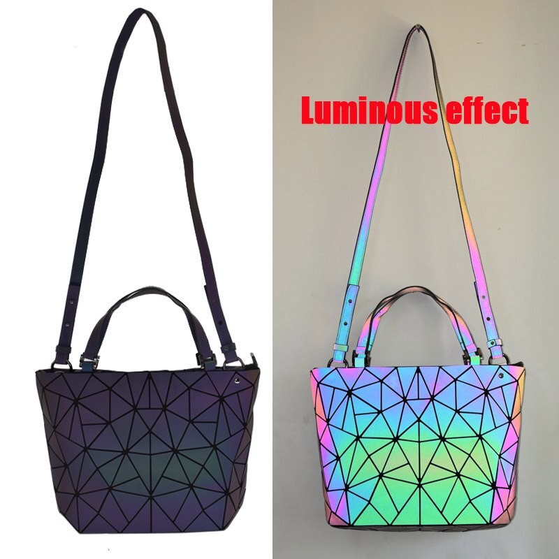 Nuevos bolsos de mensajero luminosos, bolso Bao para mujer, bolso de mano con diamantes, bolsos de hombro geométricos, bolso plegable liso con láser noctilucente, bolso de mano