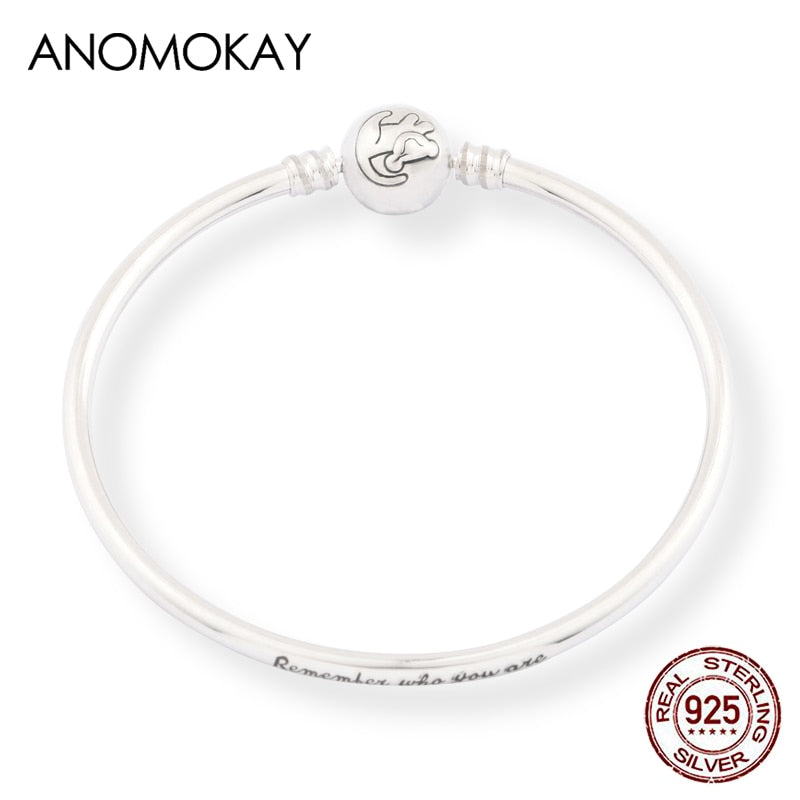 Anomokay Neu 100% 925 Sterling Silber Niedlicher Kleiner Löwe Armreifen Armbänder für Kinder Mode Geburtstagsgeschenk S925 Silber Schmuck