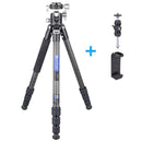 Carbon Fiber Tripod for Camera Professional Lightweight Compact Tripod for Travel Camera Stand with Low Gravity Center Ball head