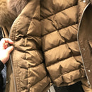 Janveny Real Fox Fur Women's Down Jacket 2021 Short Loose 90% White Duck Down Coat Fashion Female Big Pocket Puffer Snow Outwear