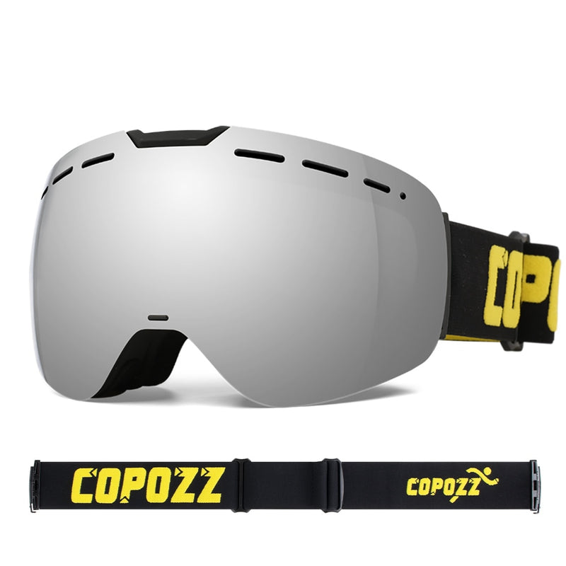 COPOZZ Rahmenlose Skibrille mit Magnetlinse Skateboard Skifahren Anti-Fog UV400 Snowboardbrille Herren Damen Skibrille Brillen