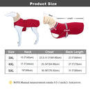 Ropa cálida de invierno para perros, chaqueta impermeable gruesa para perros, abrigo para perros rojo y negro con orificio para correa para perros medianos y grandes, galgo