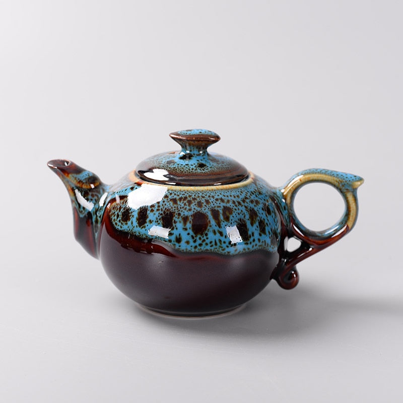 Tetera tradicional china con esmalte de cambio de horno, servicio de juegos de té de diseño elegante, regalos creativos de tetera roja de China