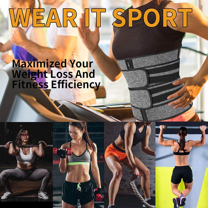 Women Abdominal Belt High Compression Zipper Neoprene Waist Trainer Cincher Corset Body Shaper Fajas Sweat Shapewear