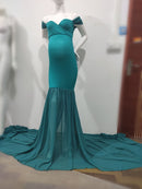 Langes Umstandsfotografie Requisiten Schwangerschaftskleid für Fotoshooting Schulterfrei Schwangere Kleider für Frauen Maxi Umstandskleid