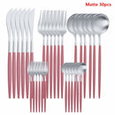 Western Cutlery Set 30 Piece Tableware Set Stainless Steel Dinnerware Black Spoon Fork Knife Dinner Set Complete Home Flatware