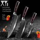 Japanese Stainless Steel Kitchen Knives Laser Damascus Pattern Chef Santoku Cleaver Slicing Utility  Gyuto Boning Knives Tool