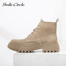 Smile Circle Ankle Boots Suede Leather women Flat platform Short Boots Ladies shoes fashion Autumn winter boots