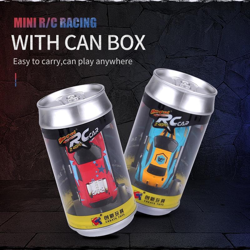 1:58 Remote Control MINI RC Car Battery Operated Racing Car PVC Cans Pack Machine Drift-Buggy Bluetooth radio Controlled Toy Kid