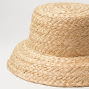 Handgefertigter Raffia-Strohhut für Kinder, Retro, flache Oberseite, umklappbare Krempe, Kinderstrohhut, Jungen, Mädchen, Reisen, Urlaub, Raffia-Sonnenhut