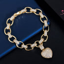 CWWZircons Love Heart Charm CZ Zirconia cúbica chapada en oro pulseras de cadena de eslabones cubanos para mujer regalo de joyería de moda CB200
