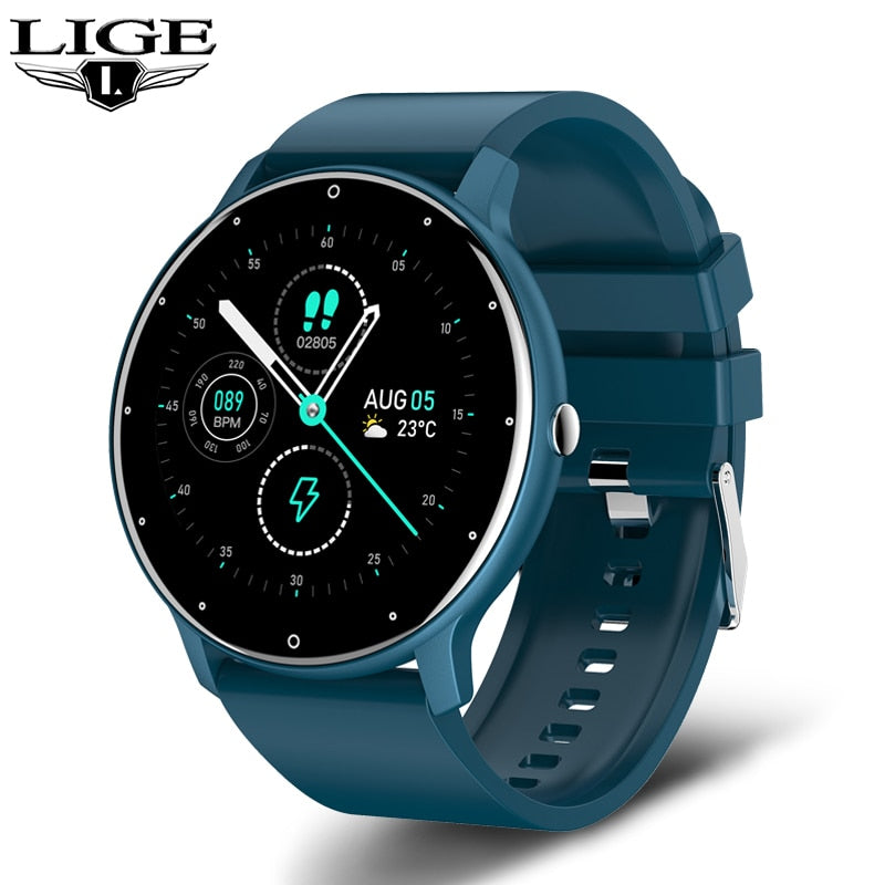 LIGE 2022 nuevo reloj inteligente para hombre con pantalla completamente táctil, reloj deportivo para Fitness IP67, resistente al agua, Bluetooth para Android ios, reloj inteligente para hombre + caja