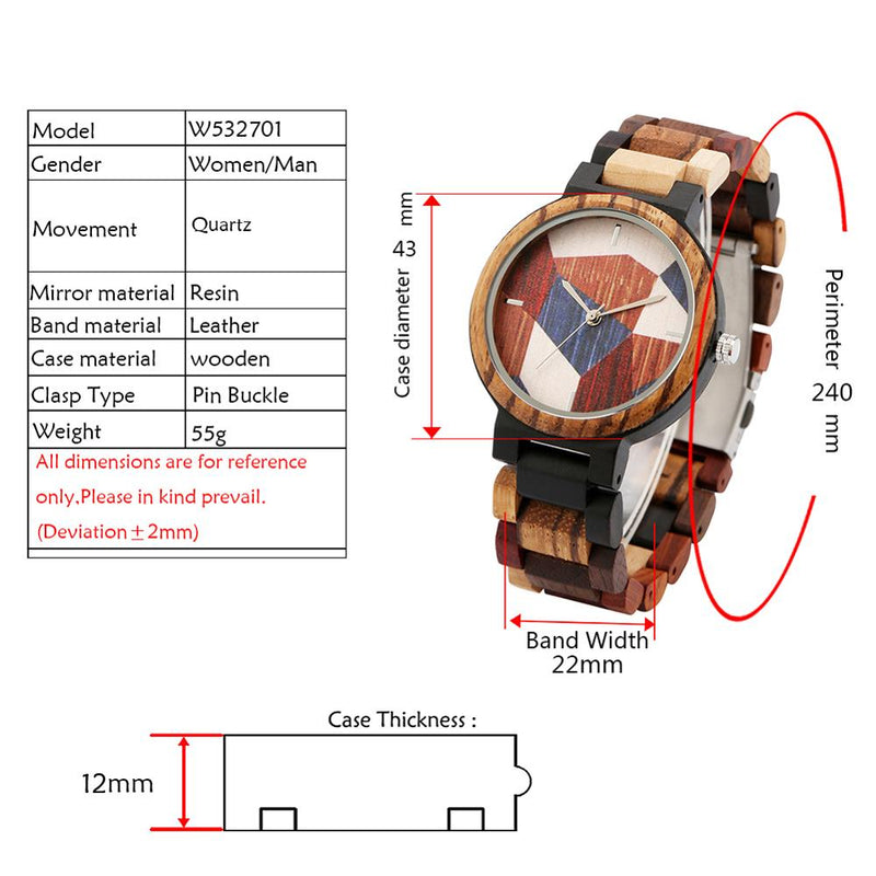 Unique Irregular Geometry Splicing Pattern Wood Watch Men's Clock Adjustable Mixed Color Wooden Retro Wristwatch Relojes Hombre