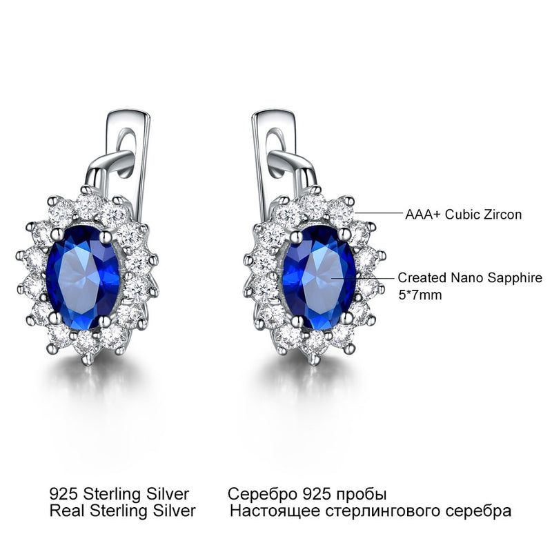 UMCHO Solid 925 Sterling Silver Gemstone Clip Earrings for Women Blue Sapphire Fine Jewelry Wedding Engagement Valentine&