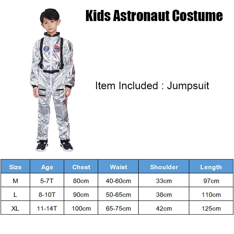 Reneecho Kids Space Astronaut Costume Boys Orange Astronaut Cosplay Sliver Spaceman Costume For Halloween