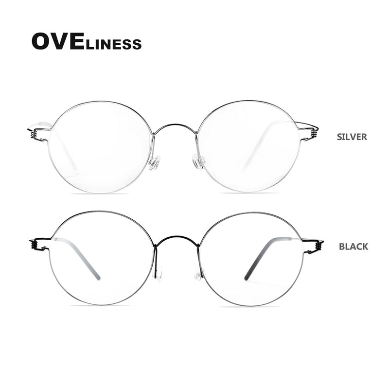 Titanium Screwless Eyewear Prescription Retro Eyeglasses Frame Women Round Myopia Optical Korean Spectacles Glasses Frame Men