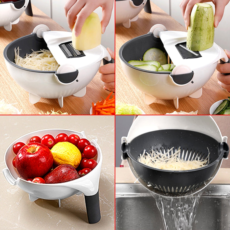 Multifunctional Rotate Vegetable Cutter With Drain Basket Household Potato Slicer Radish Grater Kitchen Tools