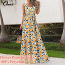 Vestido largo bohemio de verano para vacaciones, vestido de playa con estampado Floral Celmia para mujer, vestido veraniego Maxi sin mangas, Vestidos de fiesta holgados informales