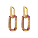 ZHUKOU one pair Hoop Earrings Women CZ Jewelry Gold /Silver Color Rectangle Earring Hoops for party birthday gifts model:VE129